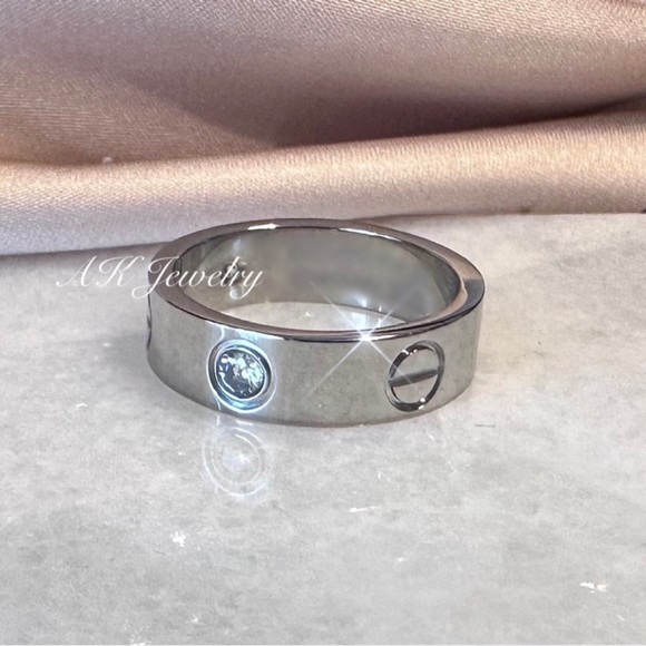 💎LUXURY MEDIUM Width Silver RING, Diamond & Screw Design, Both Styles in One - Picture 2 of 4